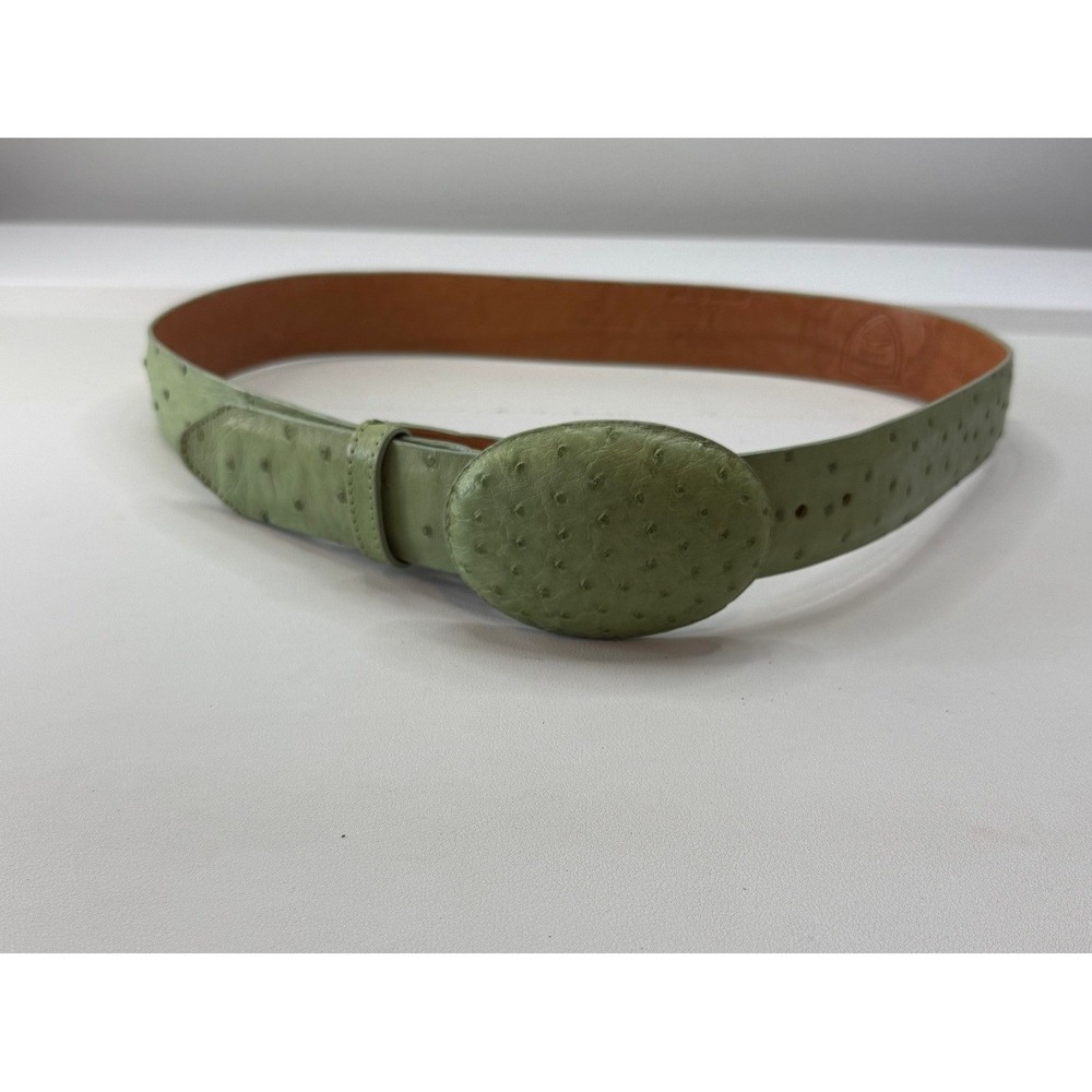 Wild West Pistachio Full Quill Ostrich Leather Belt Size 36 Handmade‎ NEW